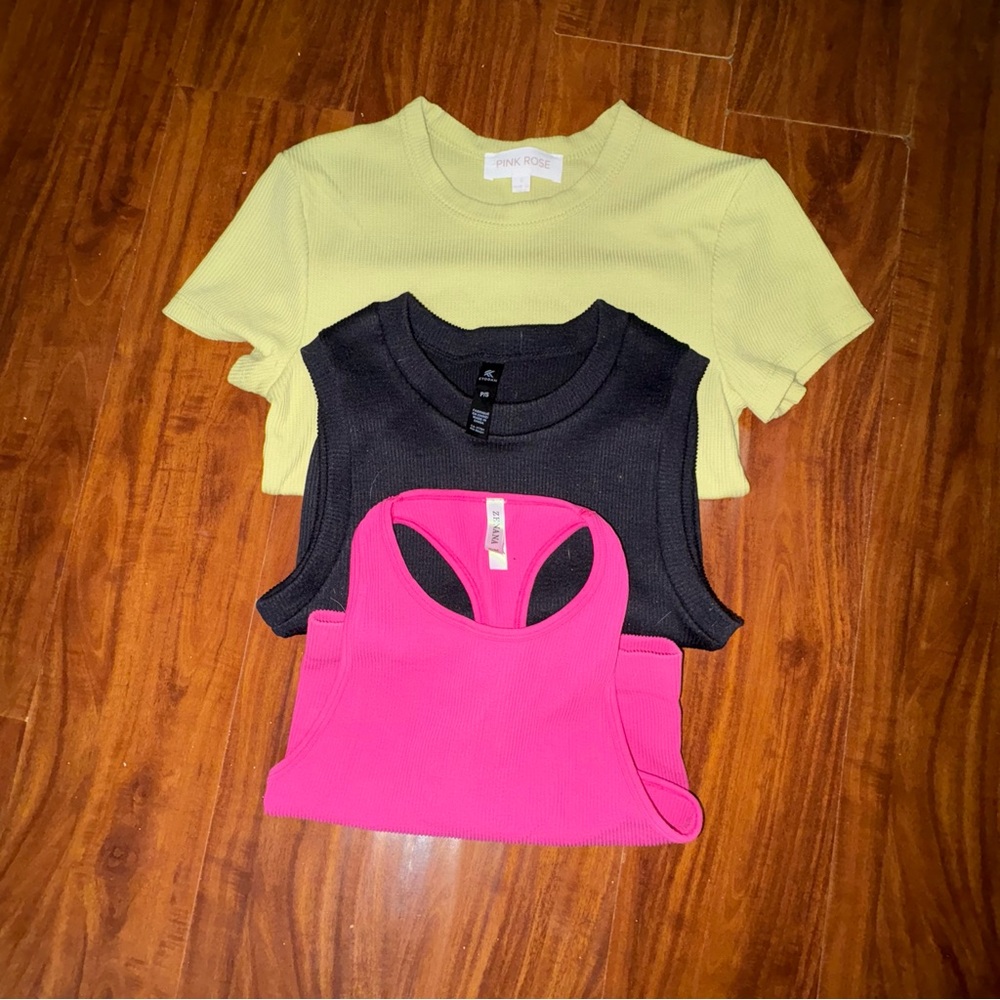Zenana Outfitters Kids Tee Set - Lime, Black, Pink